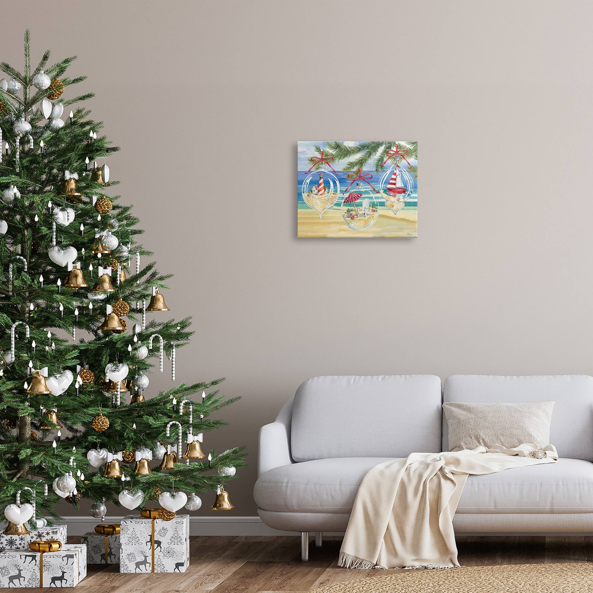 Stupell Industries Coastal Christmas Ornaments Canvas Wall Art
